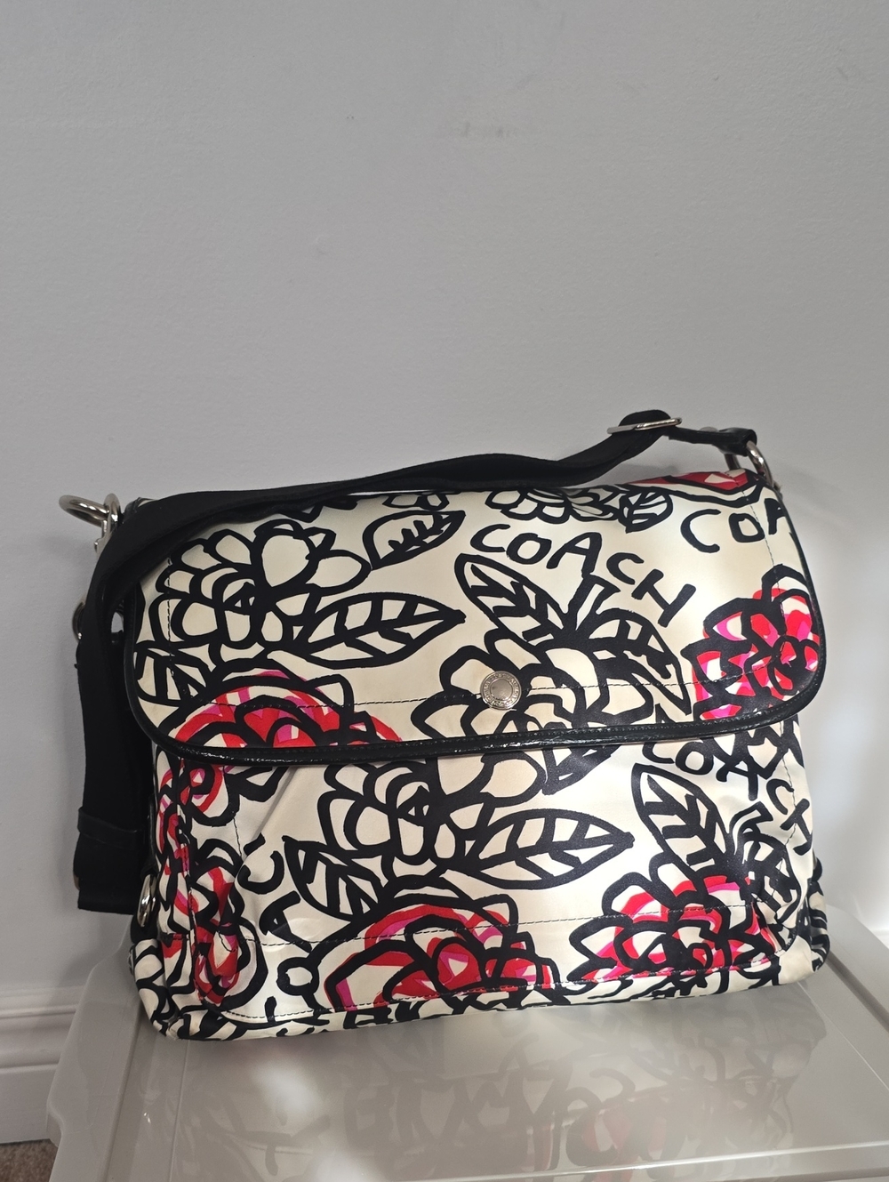 COACH White Floral Print Crossbody Bag